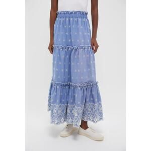 TUCKERNUCK Chambray Embroidered Prado Skirt Size M NWT Retail $148 Tuckernuck
